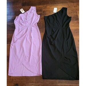 Set Of Two Pretty Garden One Shoulder Dresses Tulip Hem Womens Medium